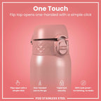 Leak Proof Kids Water Bottle, Stainless Steel, Ash Rose, 400ml (13oz)