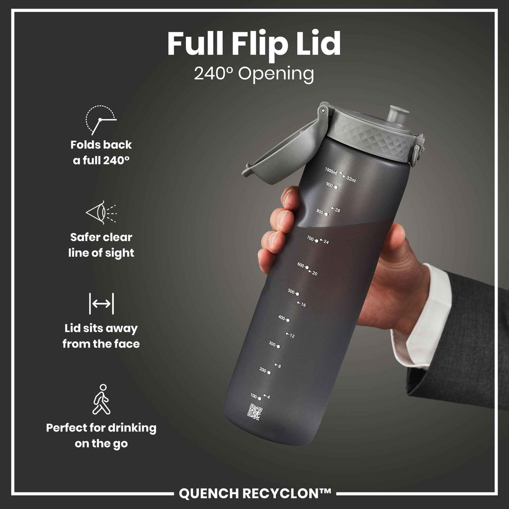 Leak Proof 1 litre Water Bottle, Recyclon, Grey, 1L