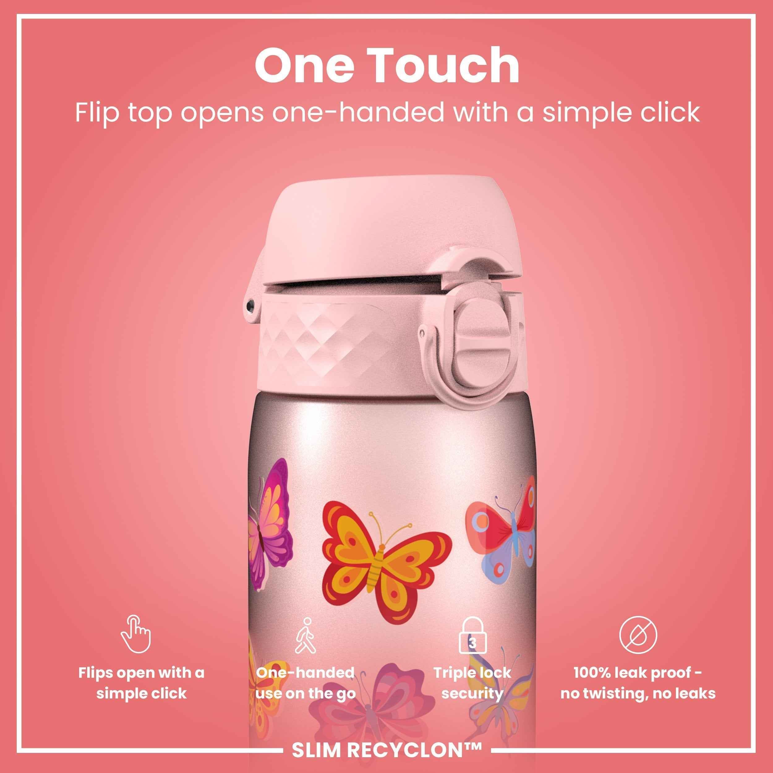 Leak Proof Slim Water Bottle, Recyclon, Butterfly, 500ml (18oz)