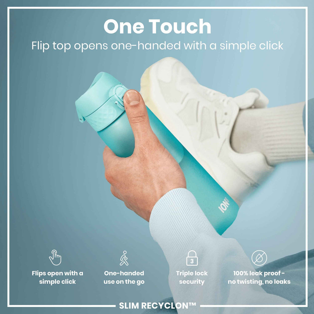 Leak Proof Slim Water Bottle, Recyclon, Sonic Blue, 500ml (18oz)