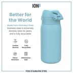 Leak Proof Kids Water Bottle, Stainless Steel, Alaskan Blue, 400ml (13oz)