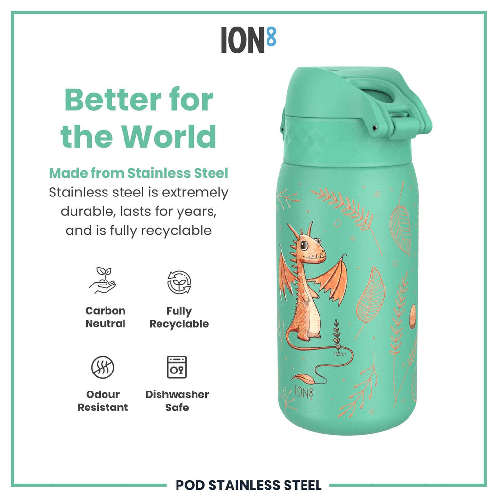 Leak Proof Kids Water Bottle, Stainless Steel, Egg to Dragon, 400ml (13oz)
