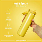 Leak Proof 1 Litre Thermal Water Bottle, Insulated Steel, Yellow, 1L