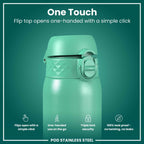 Leak Proof Kids Water Bottle, Stainless Steel, Teal, 400ml (13oz)
