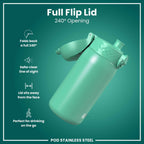 Leak Proof Kids Water Bottle, Stainless Steel, Teal, 400ml (13oz)