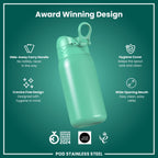 Leak Proof Kids Water Bottle, Stainless Steel, Teal, 400ml (13oz)