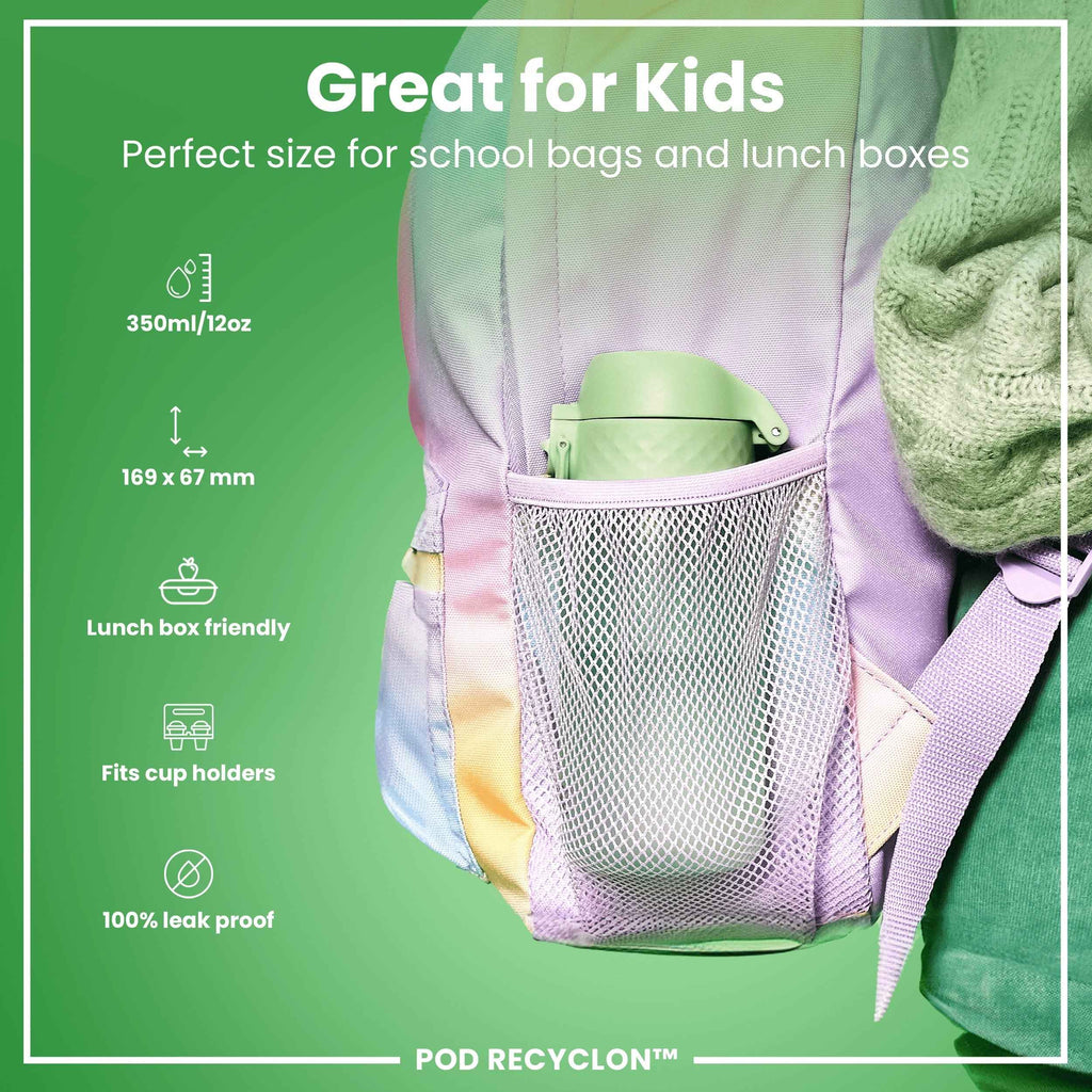 Leak Proof Kids Water Bottle, Recyclon, Surf Green, 350ml (12oz)