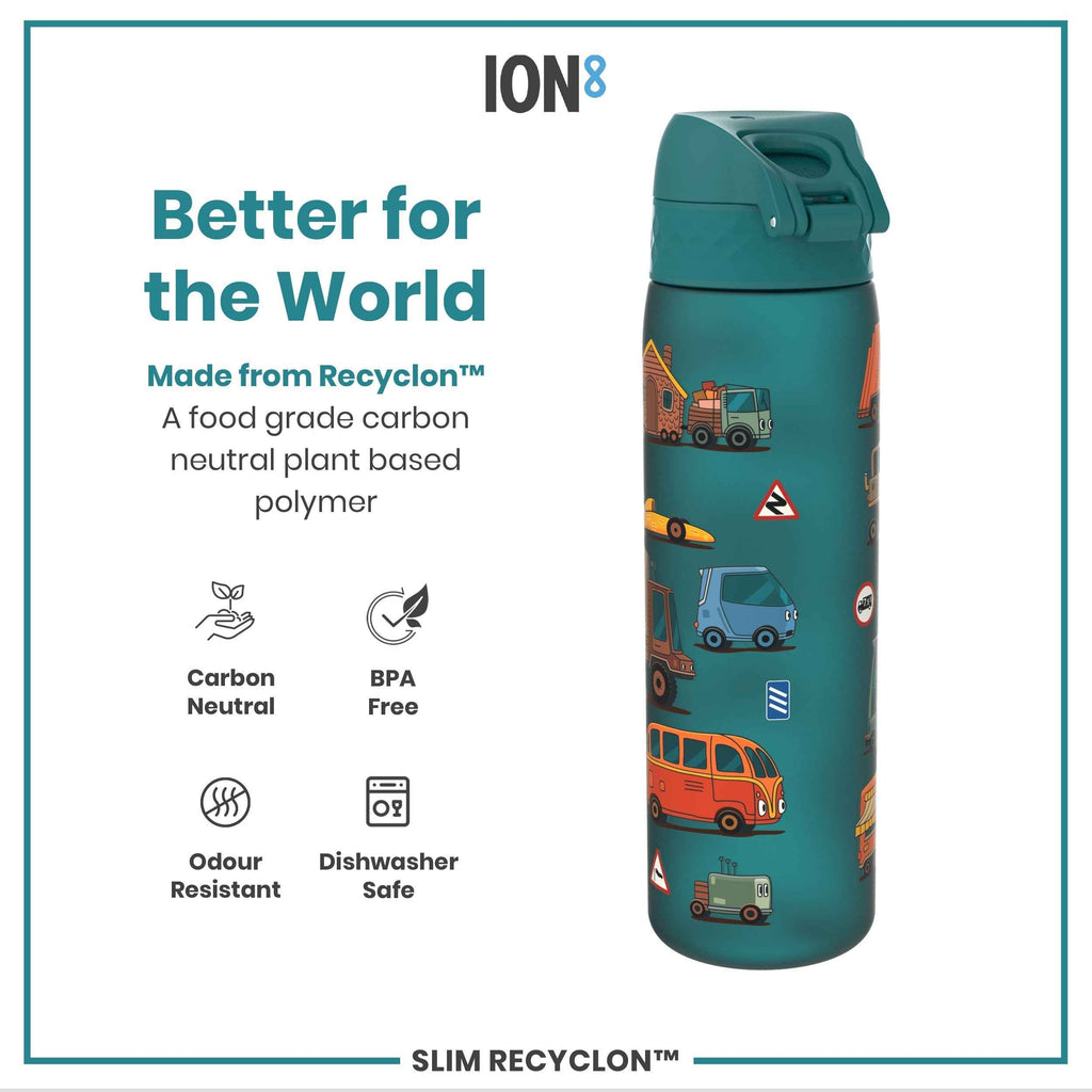 Leak Proof Slim Water Bottle, Recyclon, Automobile, 500ml (18oz)