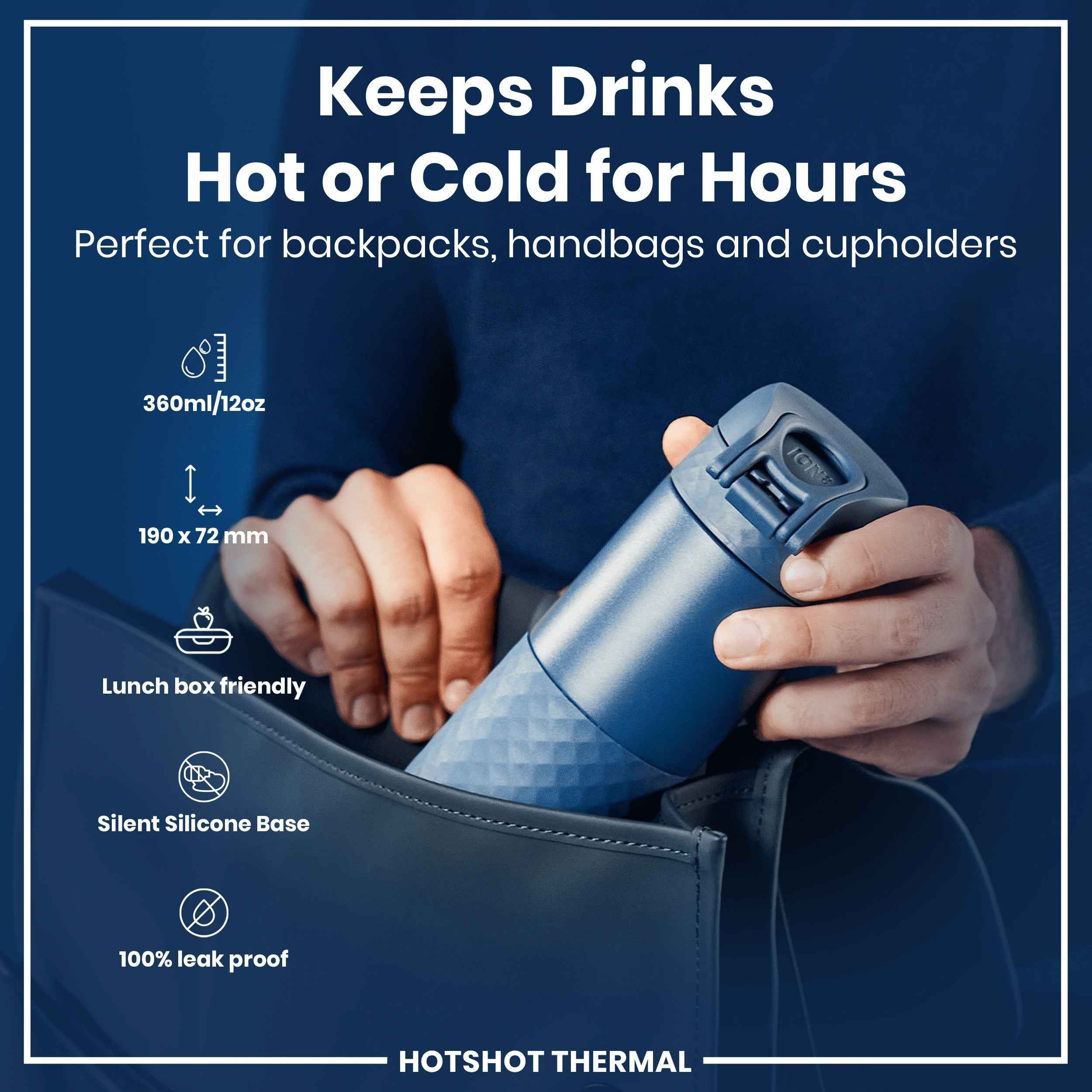 Insulated Steel, Travel Mug, Ash Navy, 360ml