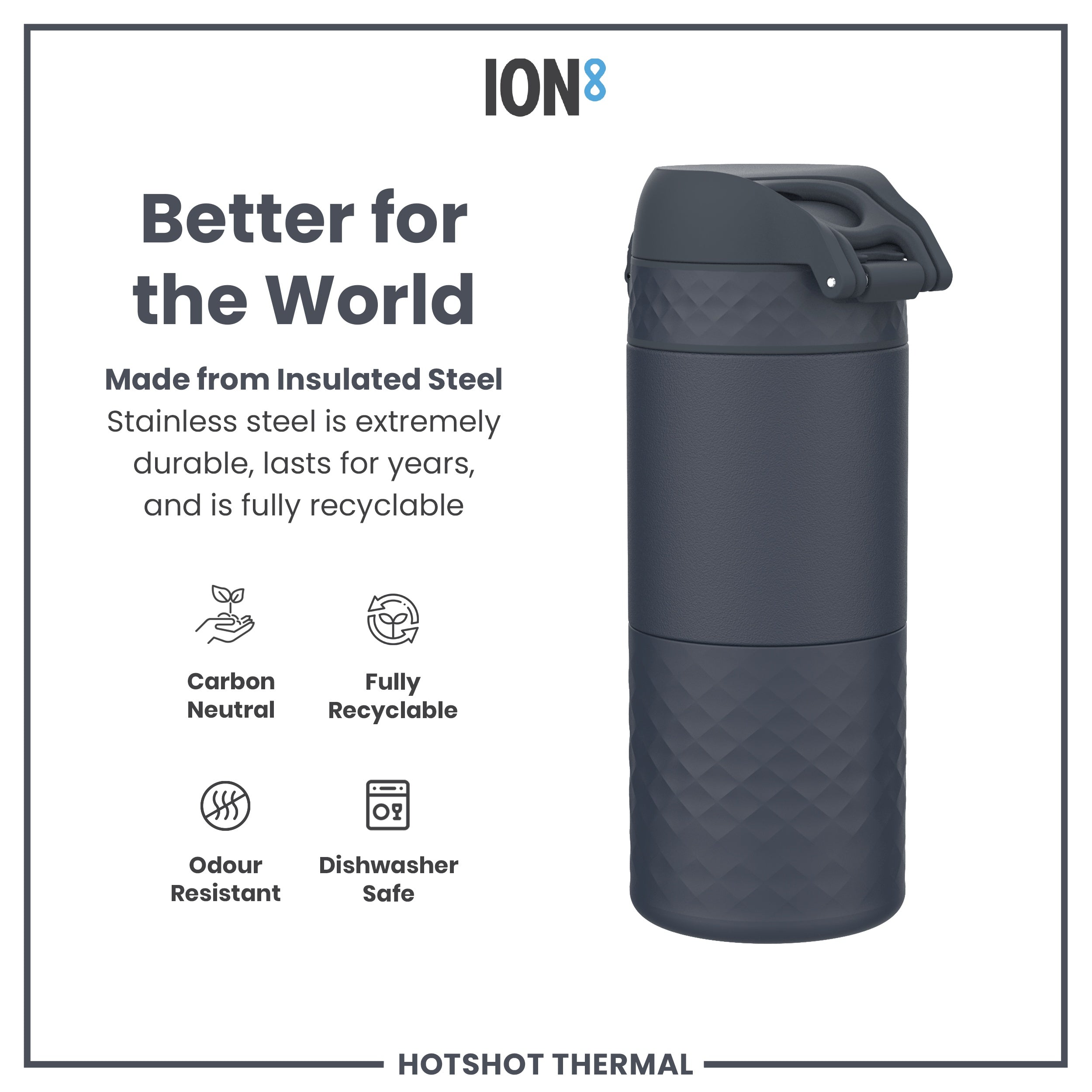 Insulated Steel, Travel Mug, Ash Navy, 360ml