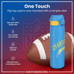 Leak Proof NFL Water Bottle, Stainless Steel, Los Angeles Chargers, 600ml (20oz)