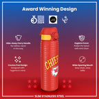 Leak Proof NFL Water Bottle, Stainless Steel, Kansas City Chiefs, 600ml (20oz)