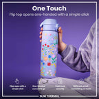 Leak Proof Slim Thermal Water Bottle, Insulated Steel, Ditsy Floral, 500ml (17oz)