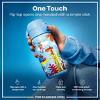Leak Proof Kids Water Bottle, Stainless Steel, Safari, 400ml (13oz)