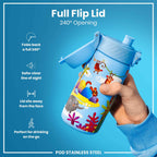 Leak Proof Kids Water Bottle, Stainless Steel, Safari, 400ml (13oz)