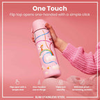Leak Proof Slim Water Bottle, Stainless Steel, Fairies, 600ml (20oz)