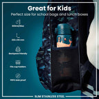Leak Proof Slim Water Bottle, Stainless Steel, Whales, 600ml (20oz)