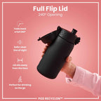 Leak Proof Small Water Bottle With Straw, Recyclon, Black, 350ml (12oz)