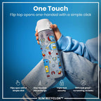 Leak Proof Slim Water Bottle, Recyclon, Robots, 500ml (18oz)