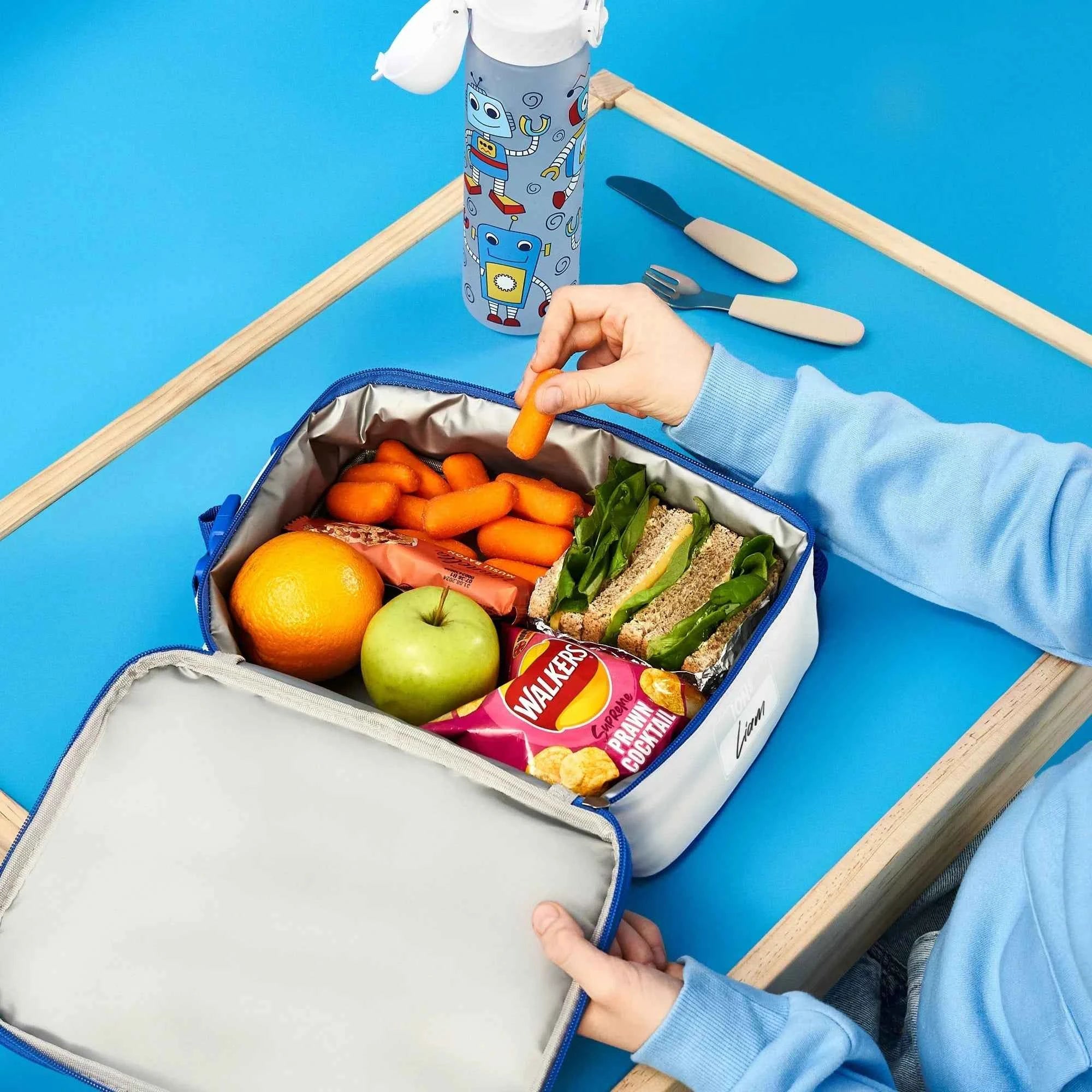Kids Lunch Bag, Insulated, Robots, Medium