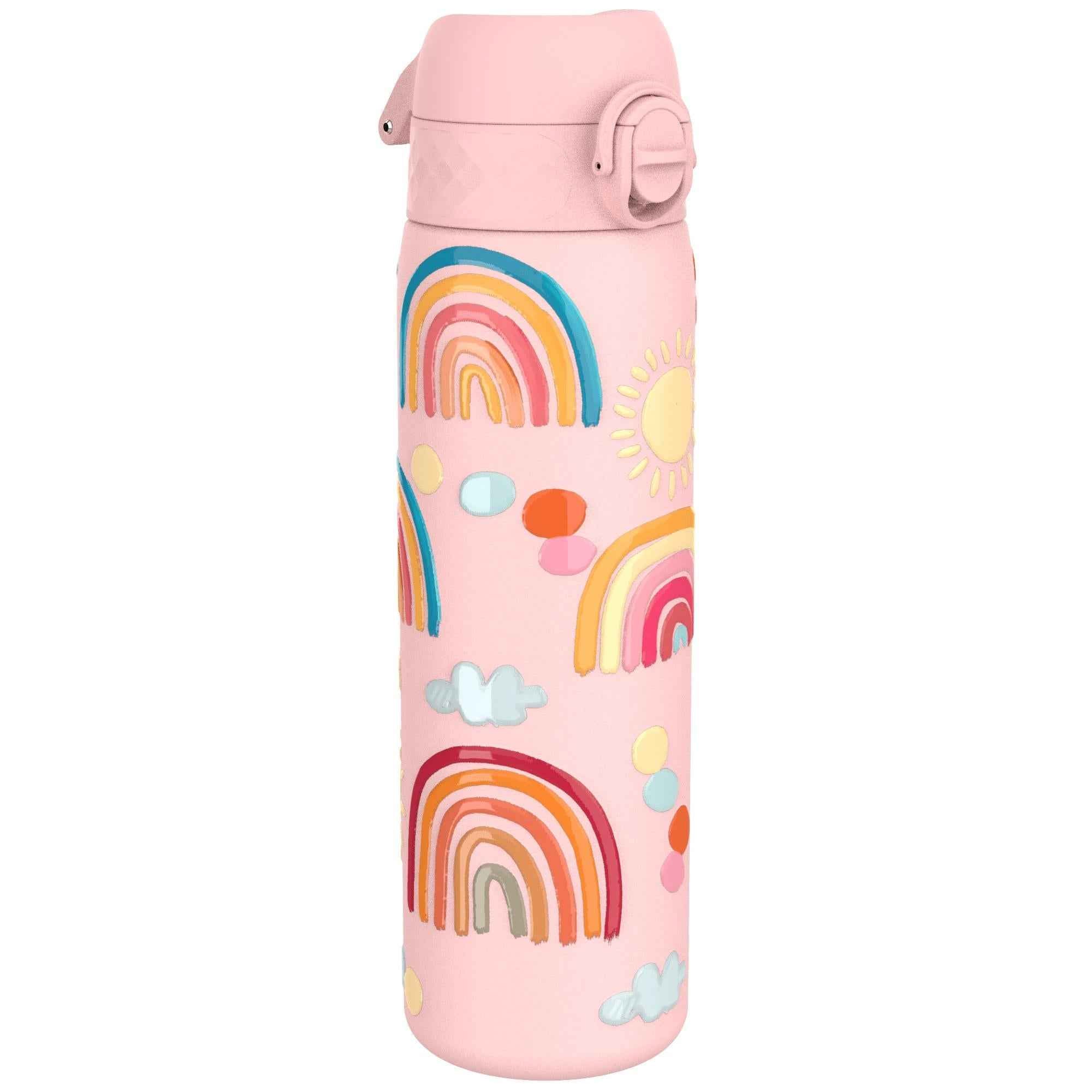 Leak Proof Slim Thermal Steel Water Bottle, Insulated, Rainbows, 500ml (17oz)