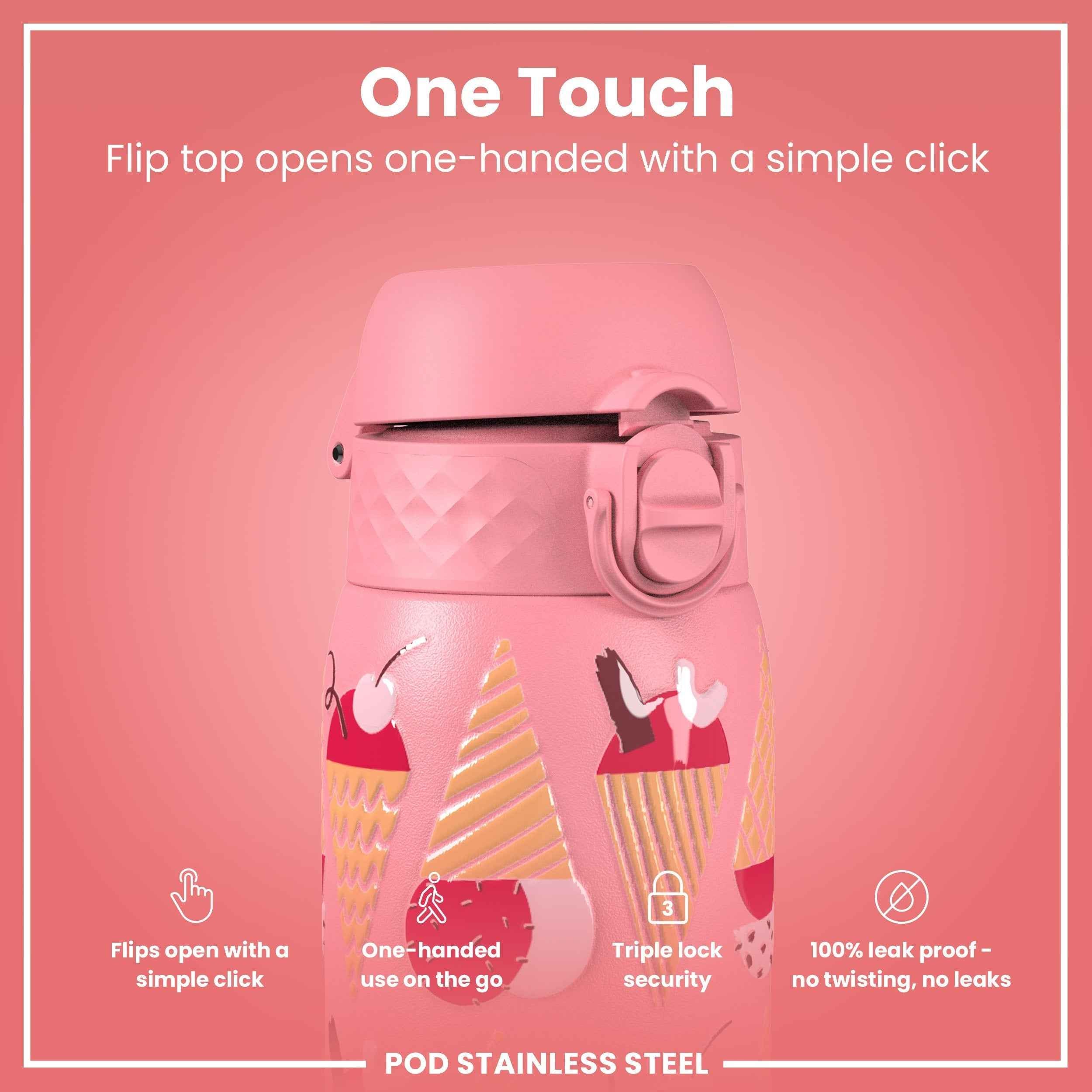 Leak Proof Thermal Steel Water Bottle, Insulated, Ice Creams, 320ml (11oz)