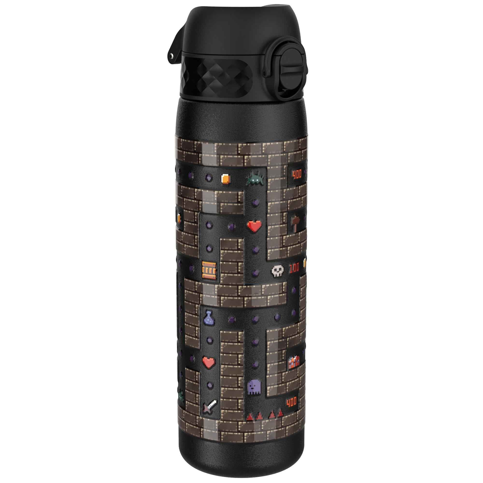Leak Proof Slim Thermal Water Bottle, Insulated Steel, Gamer, 500ml (17oz)