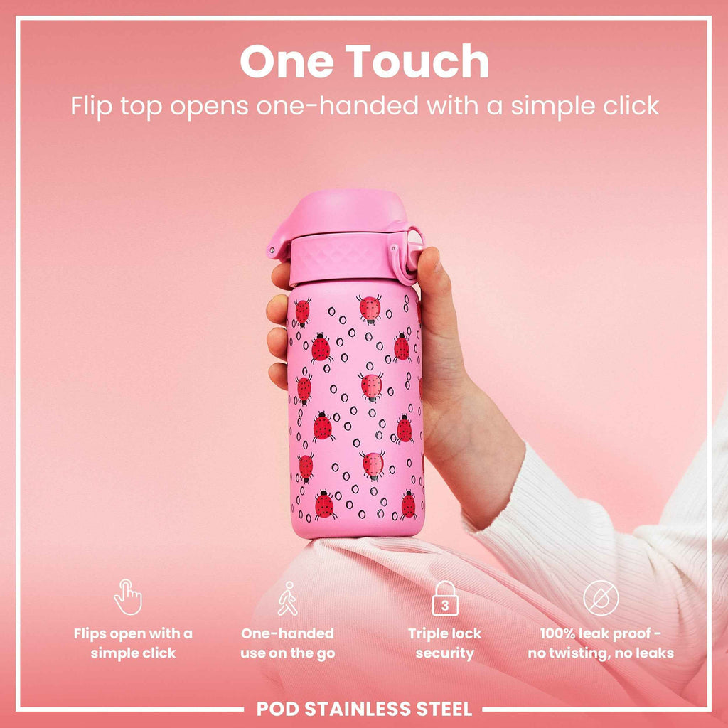 Leak Proof Thermal Steel Water Bottle, Insulated, Ladybugs, 320ml (11oz)