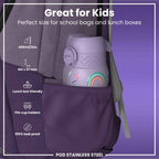 Leak Proof Kids Water Bottle, Stainless Steel, Purple Unicorns, 400ml (13oz)
