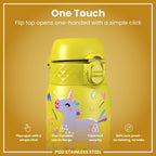 Leak Proof Kids Water Bottle, Stainless Steel, Yellow Unicorns, 400ml (13oz)