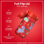 Leak Proof Kids Water Bottle, Recyclon, Red Unicorns, 350ml (12oz)