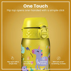 Leak Proof Kids Water Bottle, Recyclon, Yellow Unicorns, 350ml (12oz)