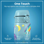 Leak Proof Slim Water Bottle, Stainless Steel, Blue Unicorns, 600ml (20oz)