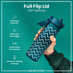 Leak Proof Slim Water Bottle, Recyclon, Waves, 500ml (18oz)