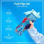 Leak Proof Slim Water Bottle, Recyclon, Mermaids, 500ml (18oz)
