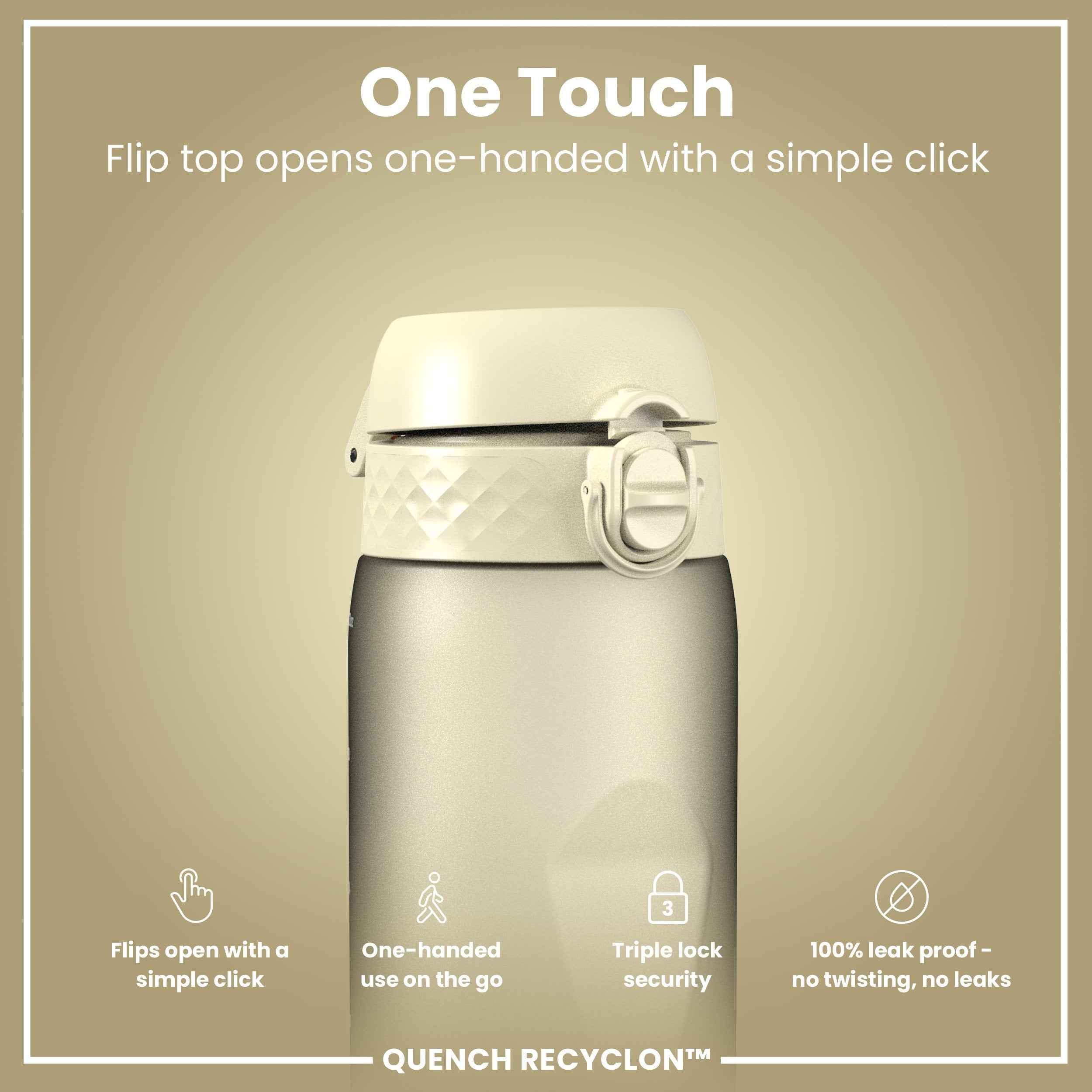Leak Proof 1 litre Water Bottle, Recyclon, Creamy White, 1L