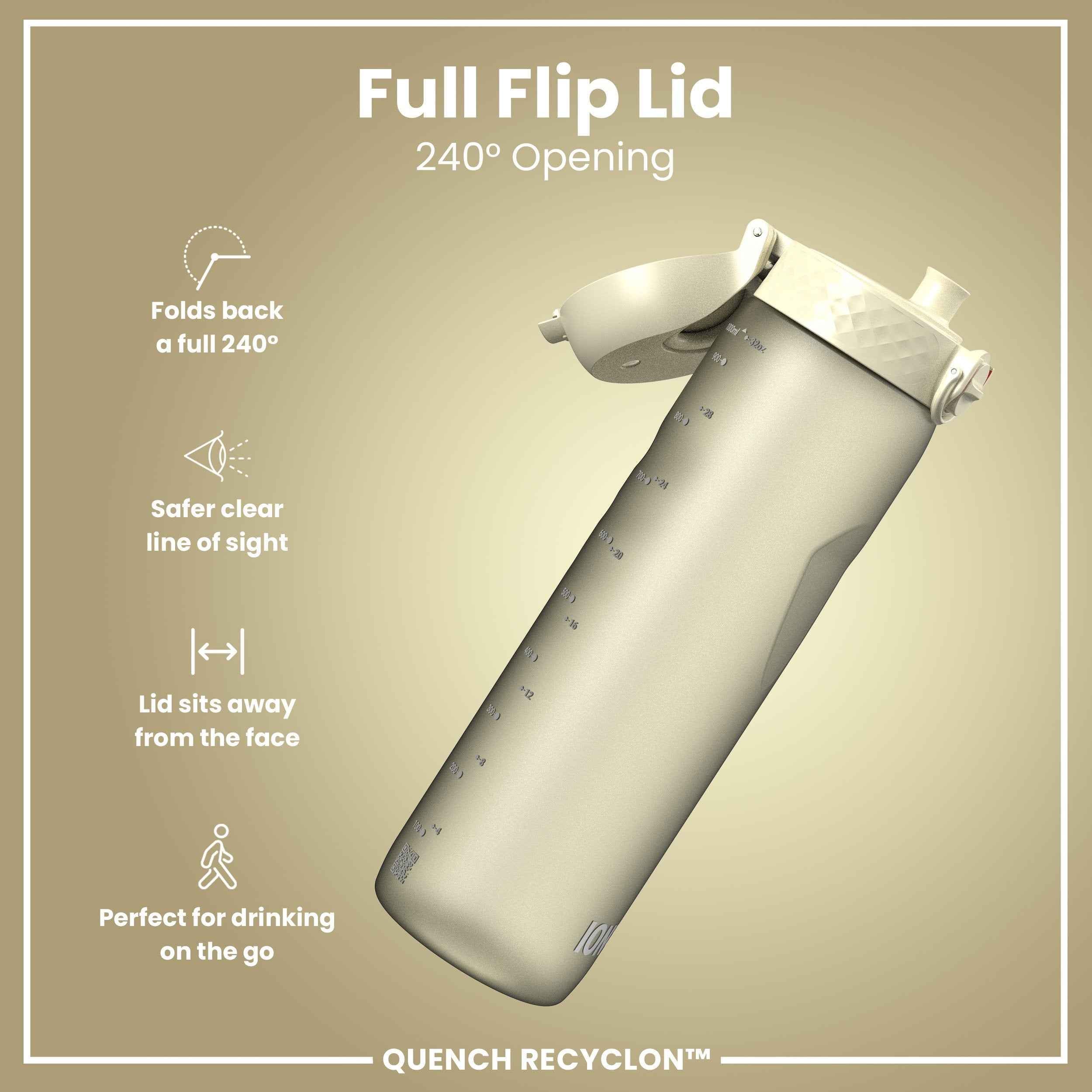 Leak Proof 1 litre Water Bottle, Recyclon, Creamy White, 1L