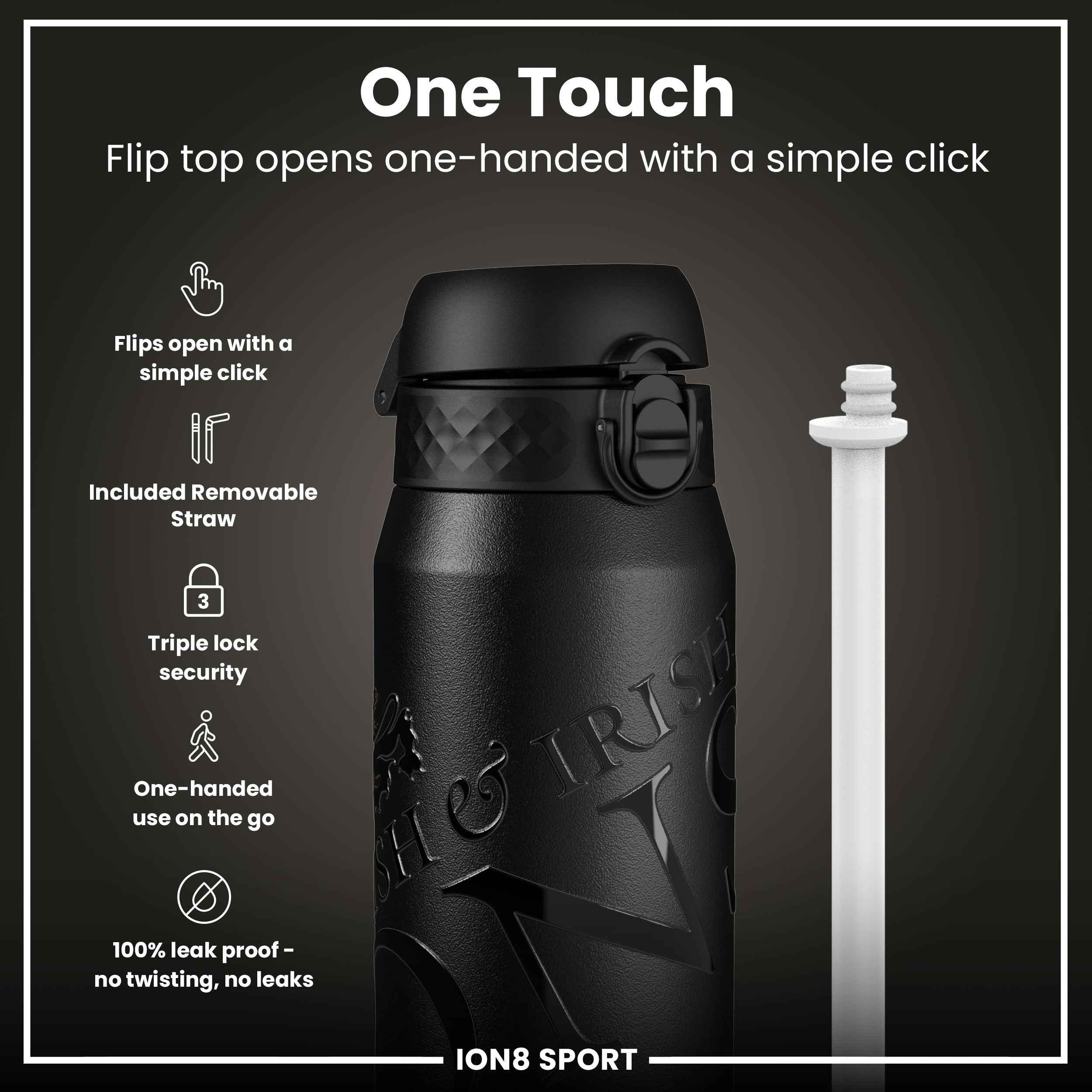 Lions X ION8 Insulated Steel Water Bottle, British & Irish Lions, Lions, 750ml (24oz)
