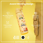 Leak Proof Slim Water Bottle, Stainless Steel, Diggers, 600ml (20oz)