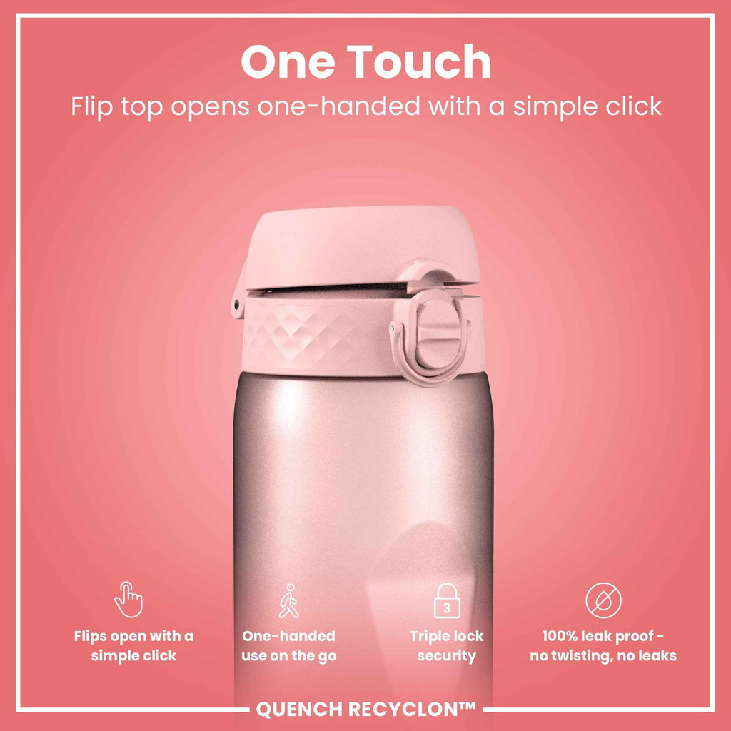 Leak Proof 1 Litre Water Bottle with Times to Drink, Recyclon, Purple & Rose, 1L