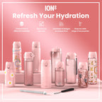Leak Proof 1 Litre Water Bottle with Times to Drink, Recyclon, Purple & Rose, 1L