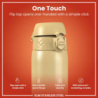 Leak Proof Slim Water Bottle, Stainless Steel, Desert, 600ml (20oz)