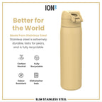 Leak Proof Slim Water Bottle, Stainless Steel, Desert, 600ml (20oz)