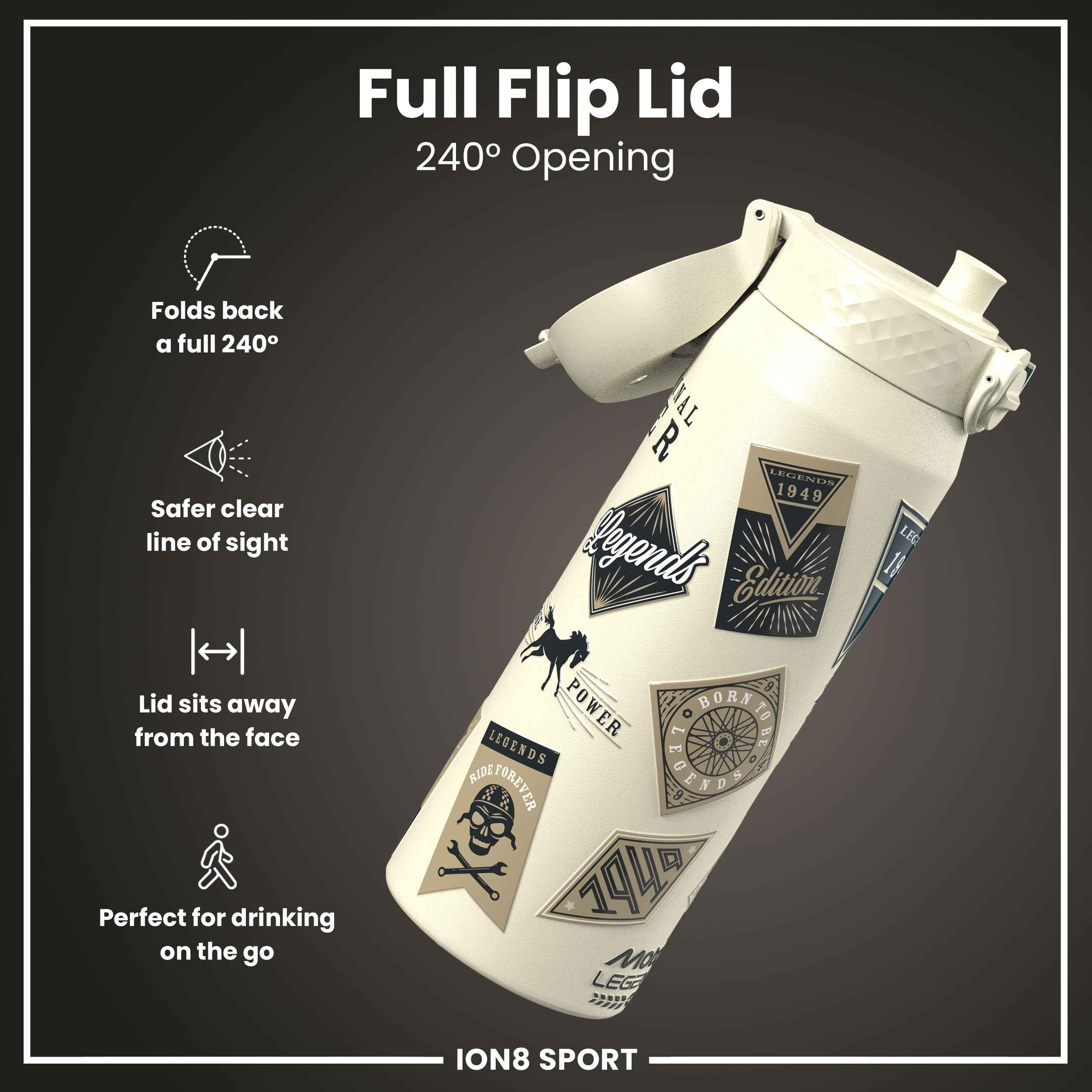 MotoGP x ION8 Insulated Steel Water Bottle, MotoGP Classic Legends, 750ml (24oz)