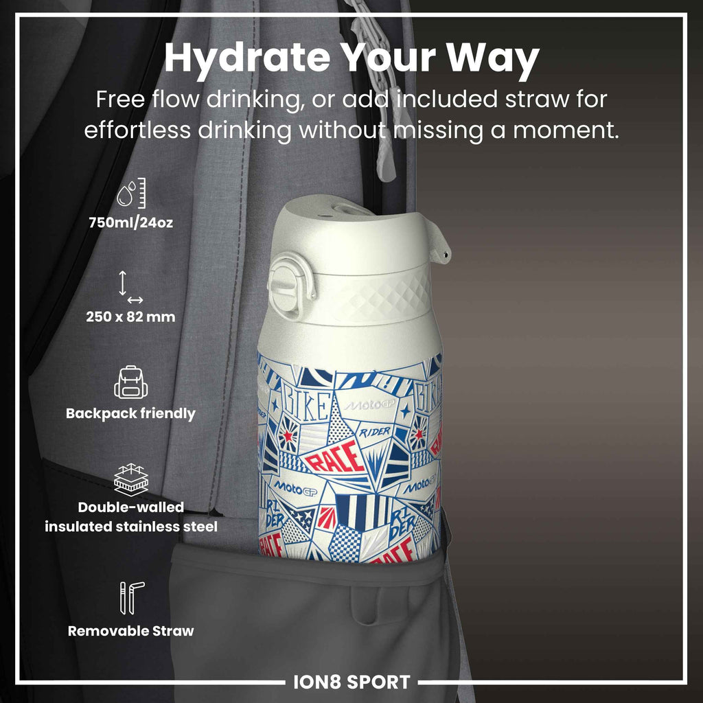 MotoGP x ION8 Insulated Steel Water Bottle, MotoGP Street, 750ml (24oz)