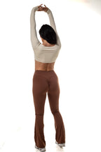 Mix & Match Beige Long Sleeve & Hot Chocolate Yoga Pants