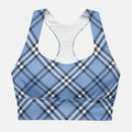 GymBum UK Highland Check Longline Sports Bra - Blue