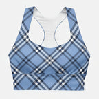 GymBum UK Highland Check Longline Sports Bra - Blue