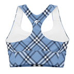 GymBum UK Highland Check Longline Sports Bra - Blue