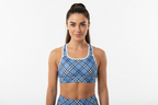 GymBum UK Highland Check Padded Sports Bra– Blue
